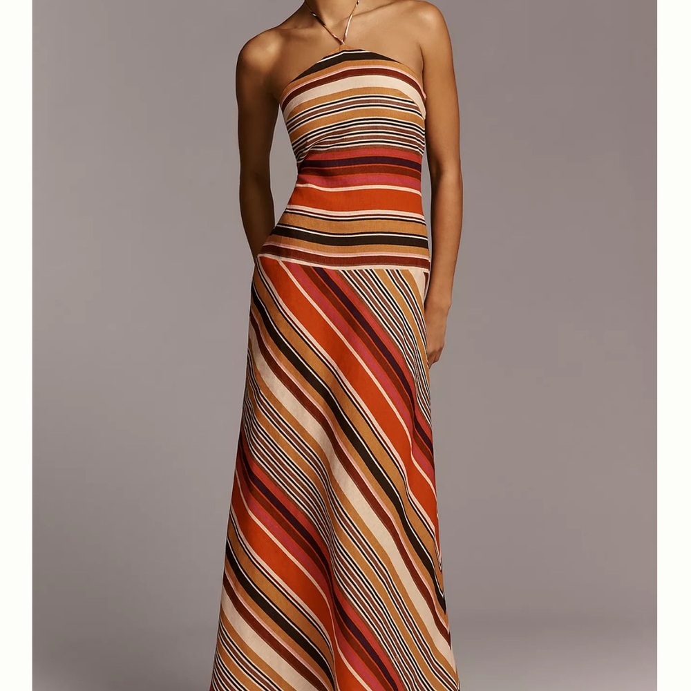 Anthropologie Faithfull Clara Linen Sleeveless Halter Maxi Dress